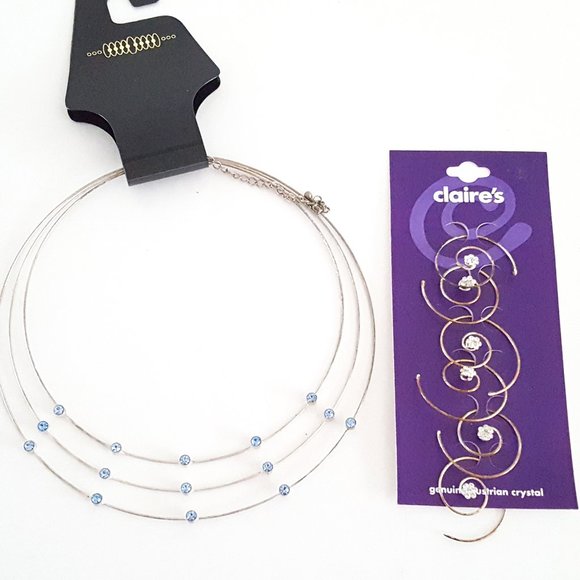 Claire's Accessories Silvertone Metal Choker Necklace And Hair